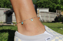 Load image into Gallery viewer, Teal Mini Heart Anklet