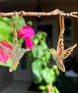 Gold Humming Bird Earrings